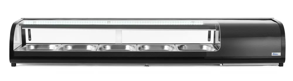 Sushi-Vitrine, Arktic, Im Lieferumfang enthalten: 6x GN 1/3 (H) 40 mm., GN 1/3, Schwarz, 220-240V/190W, 1529x426x(H)296mm