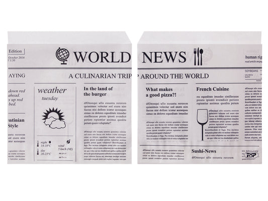 Snackbeutel 2-seitig offen Newspaper 15x16cm - 1000 Stück