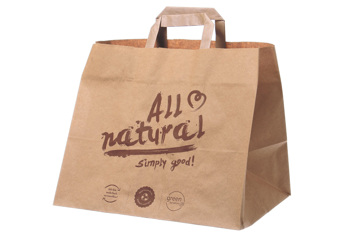 Papiertasche Tragetasche ALL NATURAL braun 32+22x26cm - 250 Stück