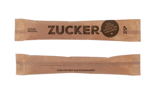 Zucker-Sticks Portionsbeutel Brauner Zucker 3,6g 10cm - 2000 Stück