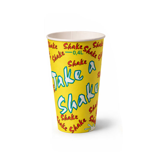 Trinkbecher Pappe gelb Shake 0,40l - 1000 Stück