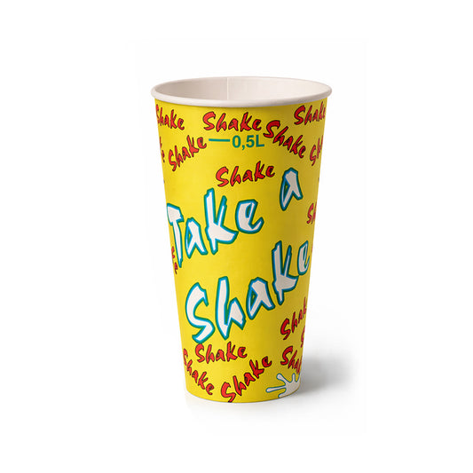 Trinkbecher Pappe gelb Shake 0,50l - 1000 Stück