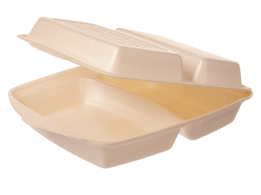 Dinnerbox XPS 1635 2-geteilt beige 280x220x75mm - 200 Stück