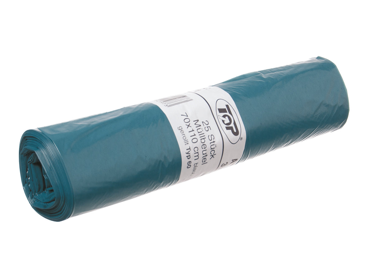Müllbeutel LDPE 240 Liter 70my blau 650x550x1350mm - 100 Stück