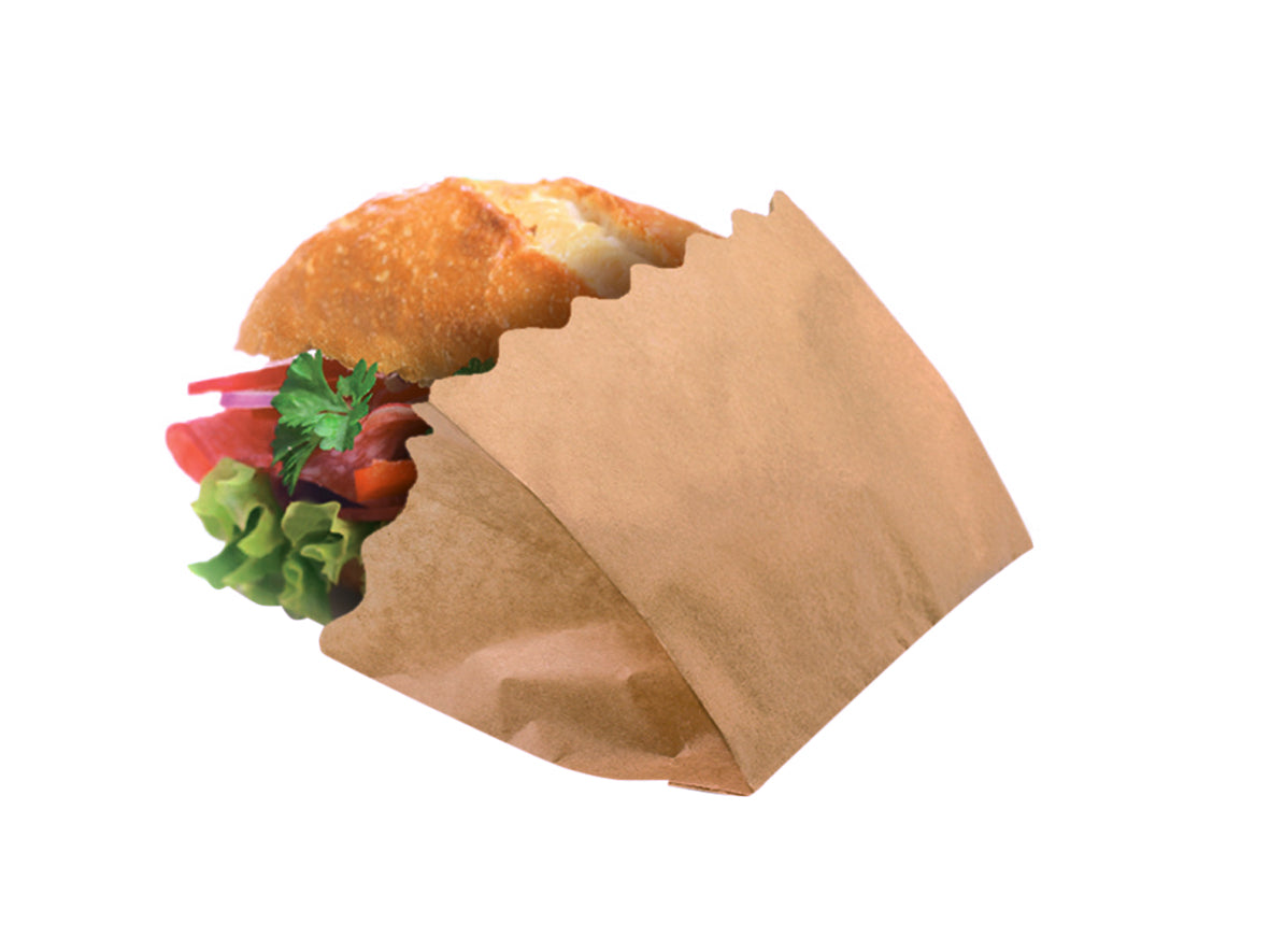 Snacktasche Kraft Easy Wellenrand Fettbarriere 120x50x90mm - 2000 Stück