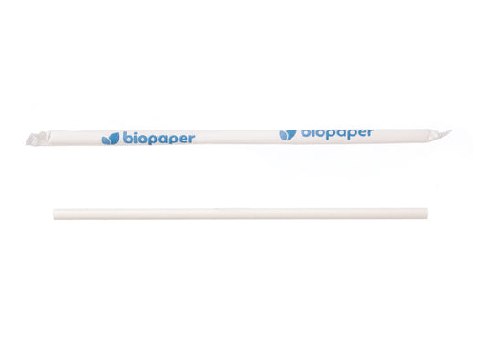 Trinkhalm Gehüllt Papier Weiß 6x200mm - 4500 Stück