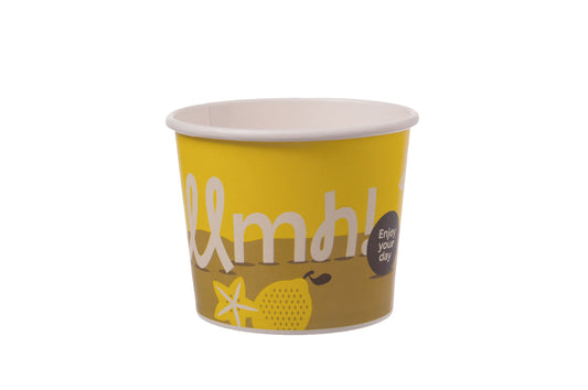 Eisbecher Pappe gelb Motiv Früchte 210ml - 720 Stück
