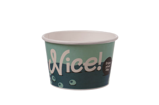 Eisbecher Pappe grün Motiv Früchte 230ml - 648 Stück