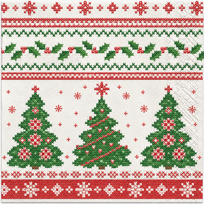 Servietten Weihnachten 33x33cm 3-lagig 1/4 Falz Gina - 100 Stück