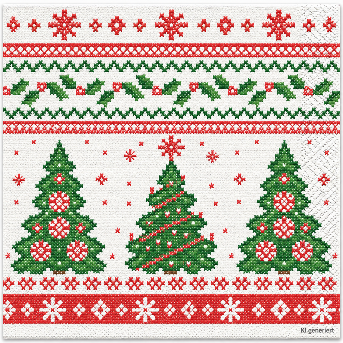 Servietten Weihnachten 33x33cm 3-lagig 1/4 Falz Gina - 100 Stück