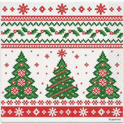 Servietten Weihnachten 33x33cm 3-lagig 1/4 Falz Gina - 100 Stück
