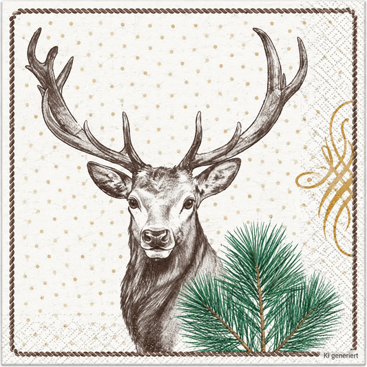 Servietten Weihnachten 33x33cm 3-lagig 1/4 Falz Gustav - 100 Stück