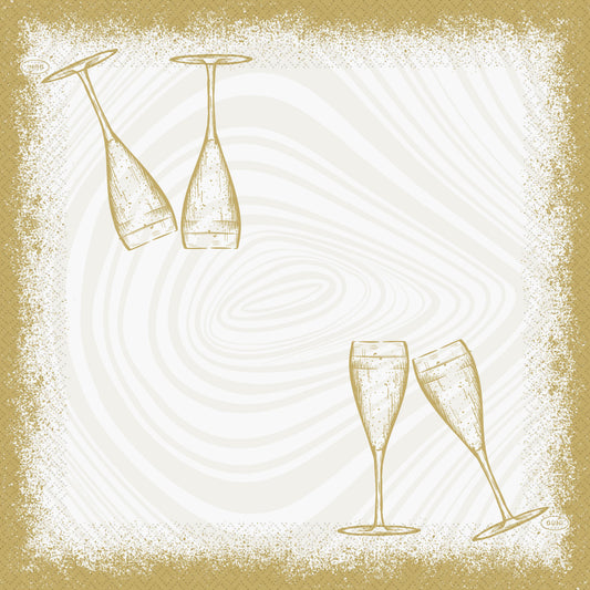 Servietten 24x24cm 3-lagig 1/4 Falz Sparkly Cheers White - 250 Stück