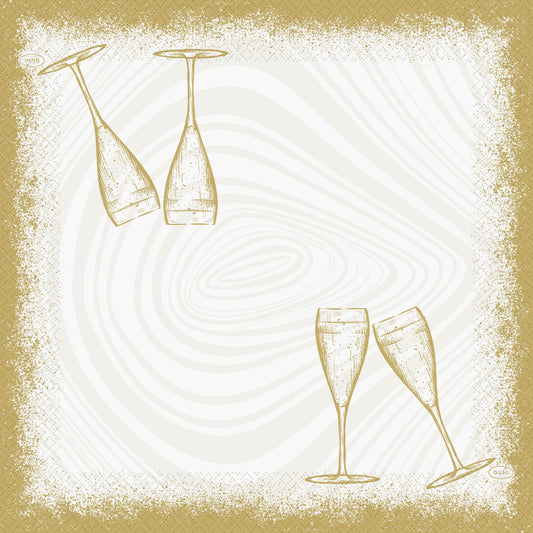 Servietten 24x24cm 3-lagig 1/4 Falz Sparkly Cheers White - 1000 Stück