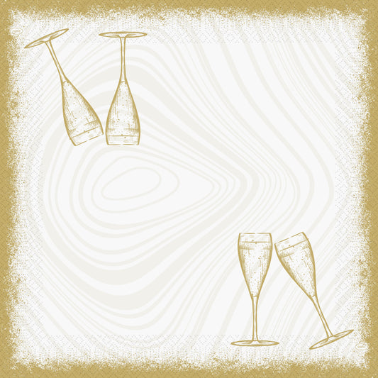 Servietten 33x33cm 3-lagig 1/4 Falz Sparkly Cheers White - 500 Stück