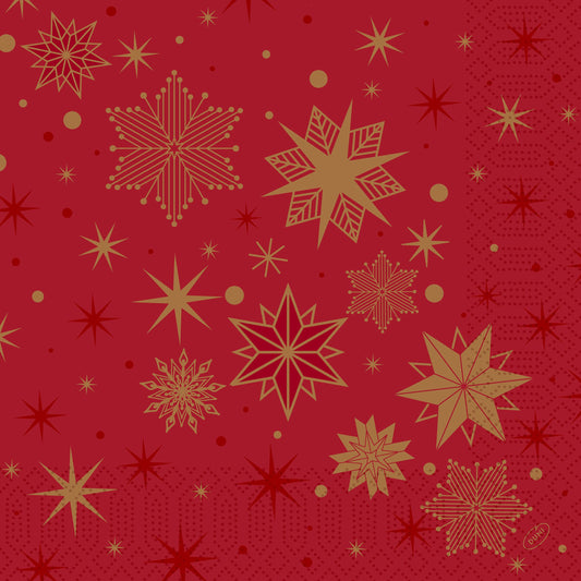 Servietten 40x40cm 3-lagig 1/4 Falz Stargazing Red