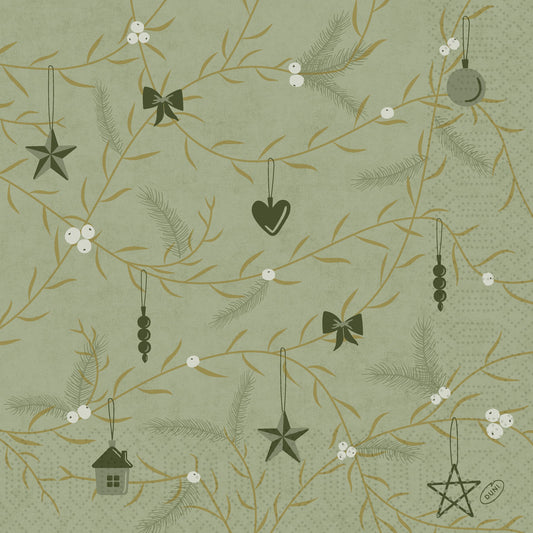 Servietten 40x40cm 3-lagig 1/4 Falz Noel Pistachio - 1000 Stück