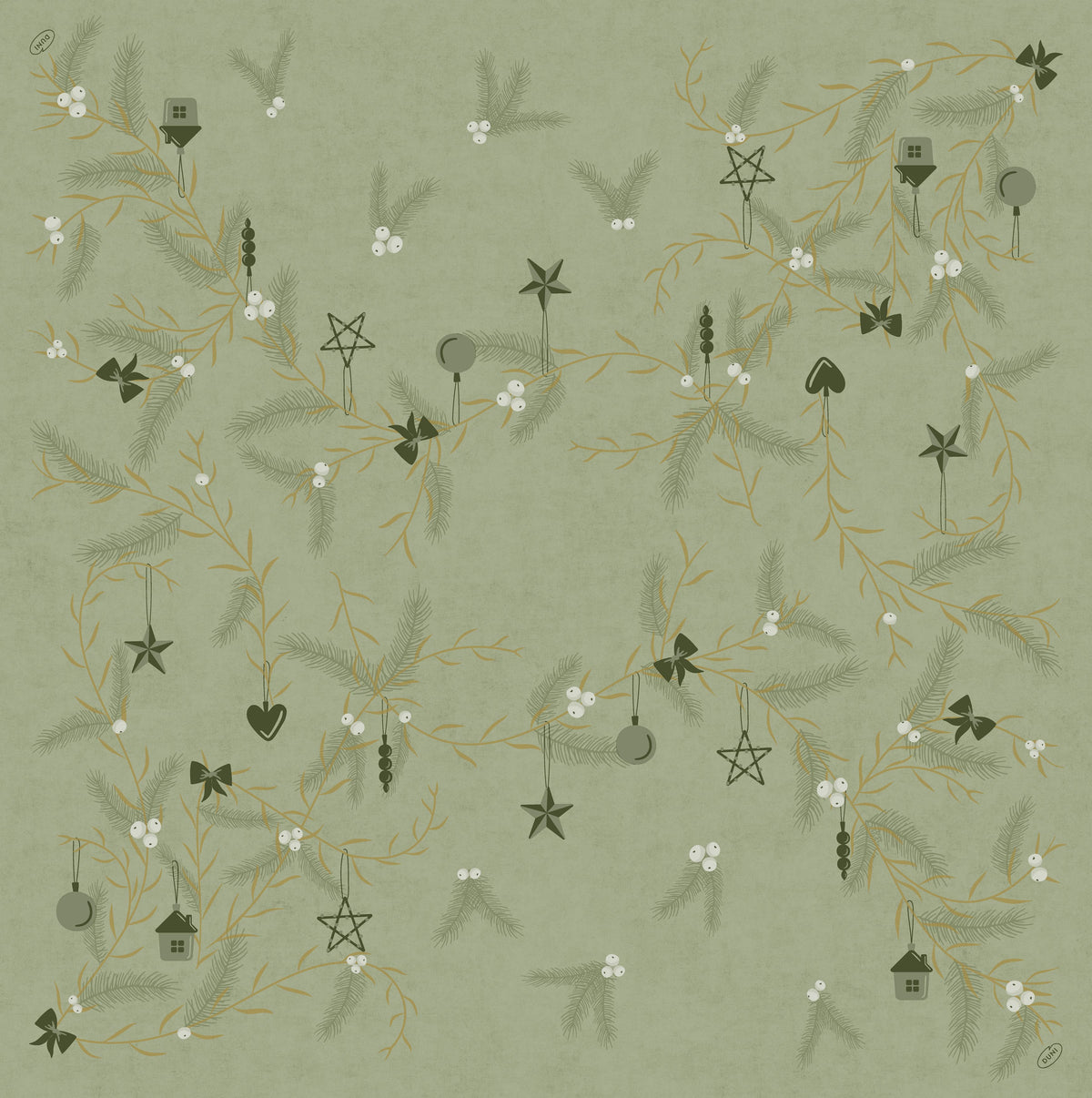 Bio Soft Servietten 40x40cm 1/4 Falz Noel Pistachio - 60 Stück