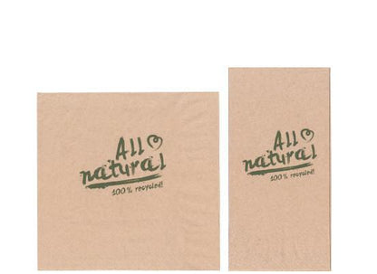 Servietten 33x33cm 2-lagig 1/8 Falz Braun ALL NATURAL - 2000 Stück