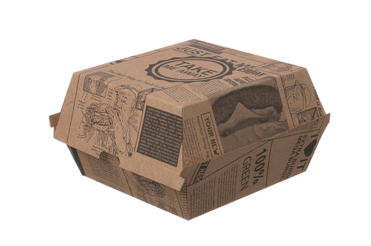 Burgerbox Newspaper Pappe 130x130x90mm - 200 Stück