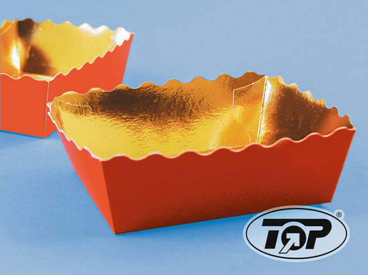 Gebäckschale Pappe Rot Gold 116x91x46mm - 500 Stück