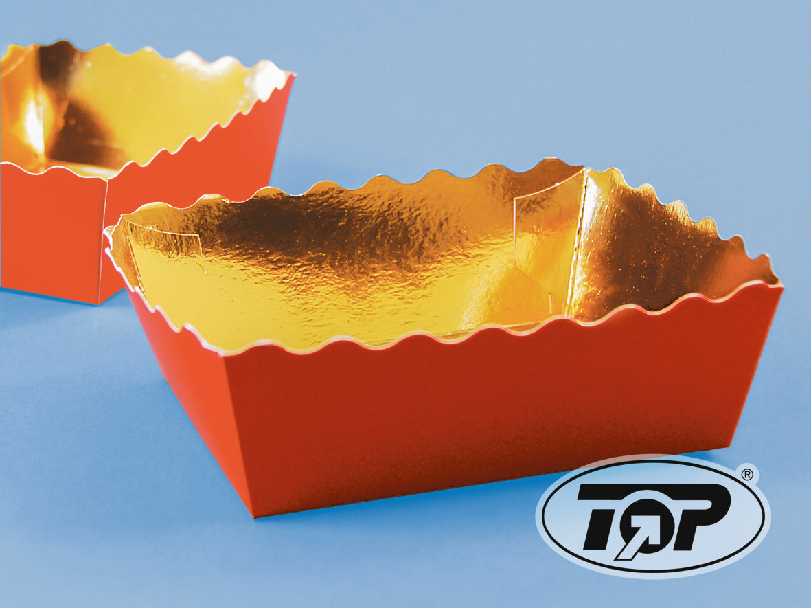 Gebäckschale Pappe Rot Gold 130x90x35mm - 700 Stück