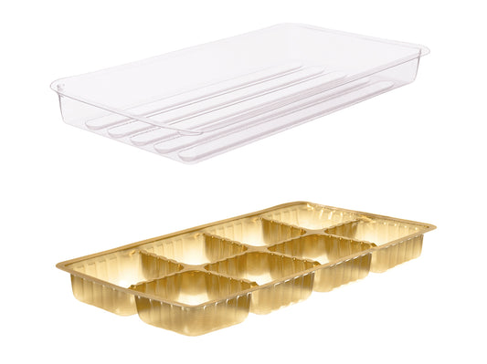 Gebäckschalen Gebäckeinsätze PET ungeteilt 163x85x30mm - 1000 Stück