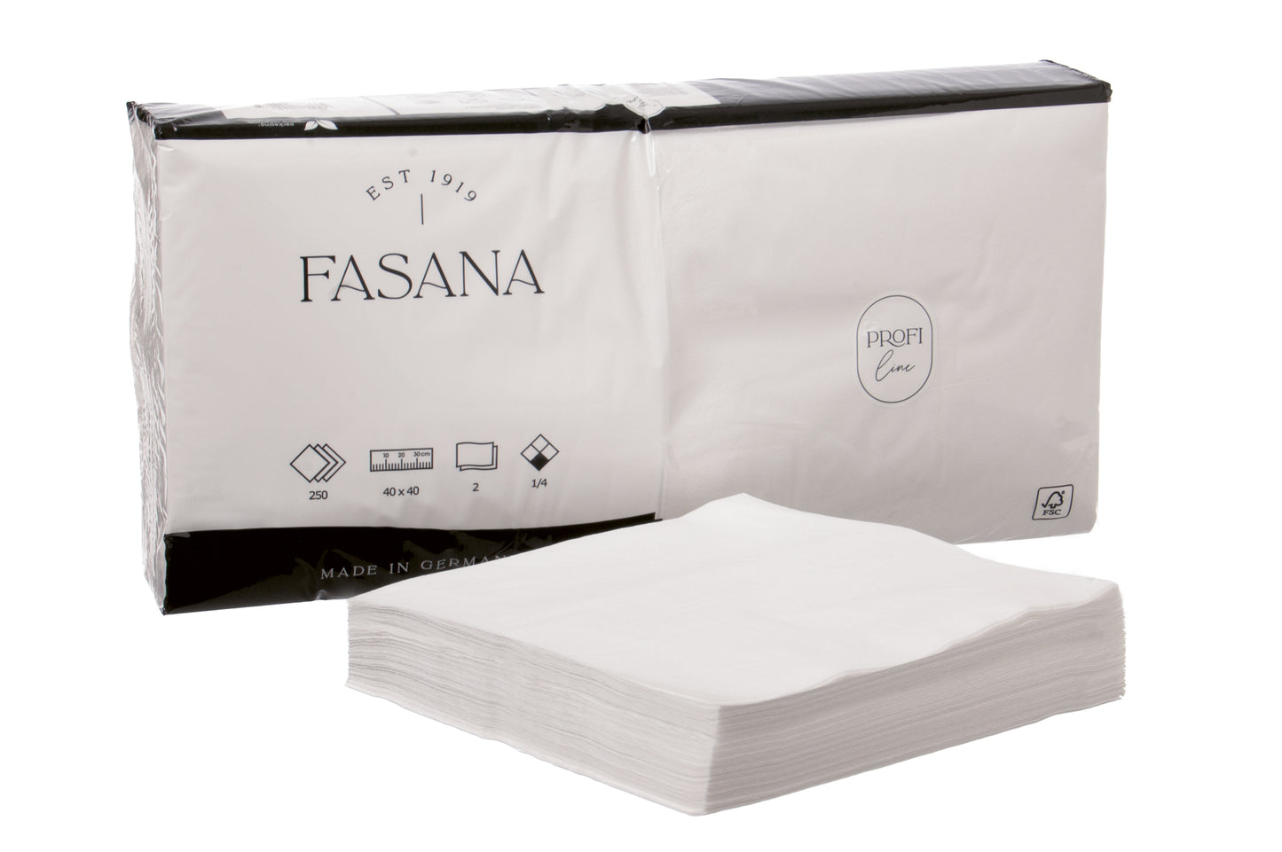 Serviette 40x40cm 2-lagig 1/4 Falz Weiss - 2000 Stück