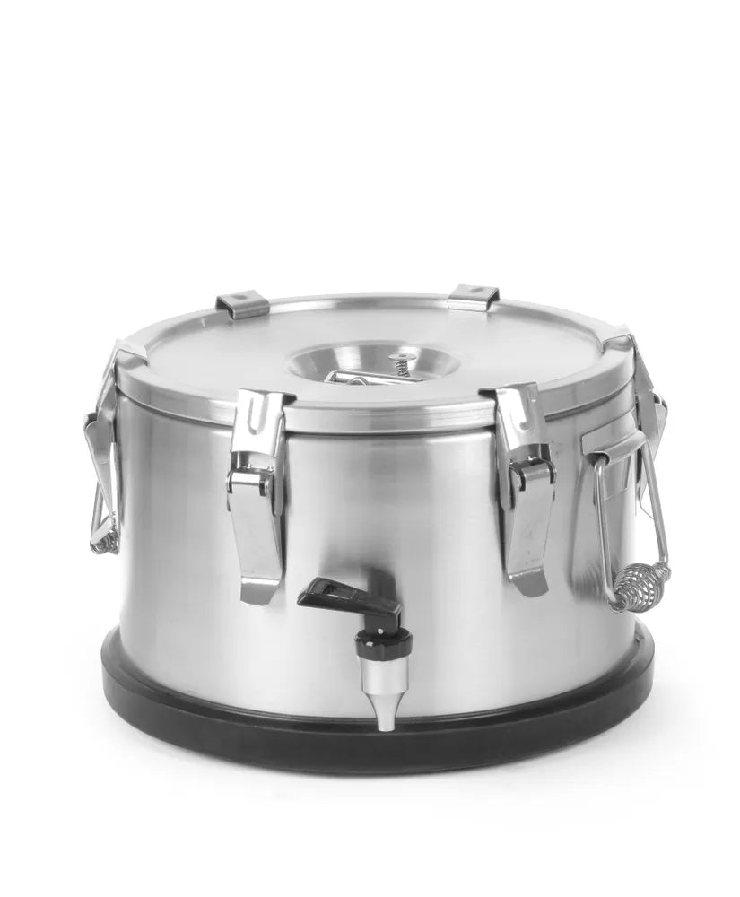 Isolierter tragbarer Behälter - mit Ablasshahn, HENDI, Profi Line, 50L, Silber, ⌀480x(H)380mm