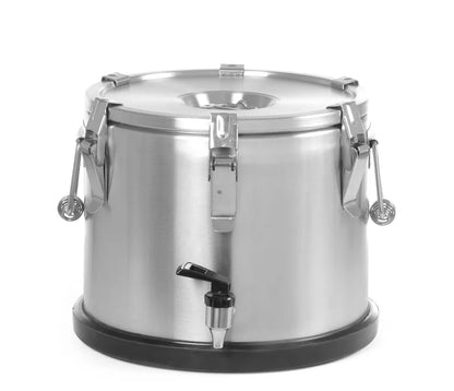 Isolierter tragbarer Behälter - mit Ablasshahn, HENDI, Profi Line, 25L, Silber, ⌀330x(H)430mm
