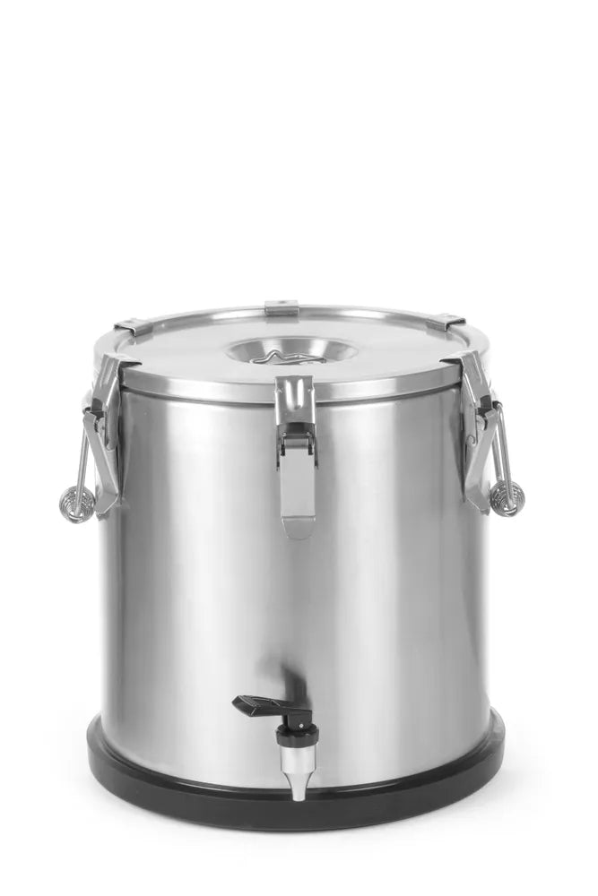 Isolierter tragbarer Behälter - mit Ablasshahn, HENDI, Profi Line, 35L, Silber, ⌀330x(H)570mm
