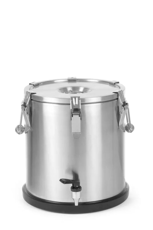 Isolierter tragbarer Behälter - mit Ablasshahn, HENDI, Profi Line, 20L, Silber, ⌀330x(H)360mm