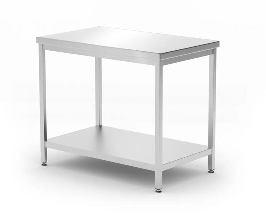 Mitteltisch mit Ablage – verschraubt, Tiefe 600 mm, HENDI, Profi Line, 1000x600x(H)850mm