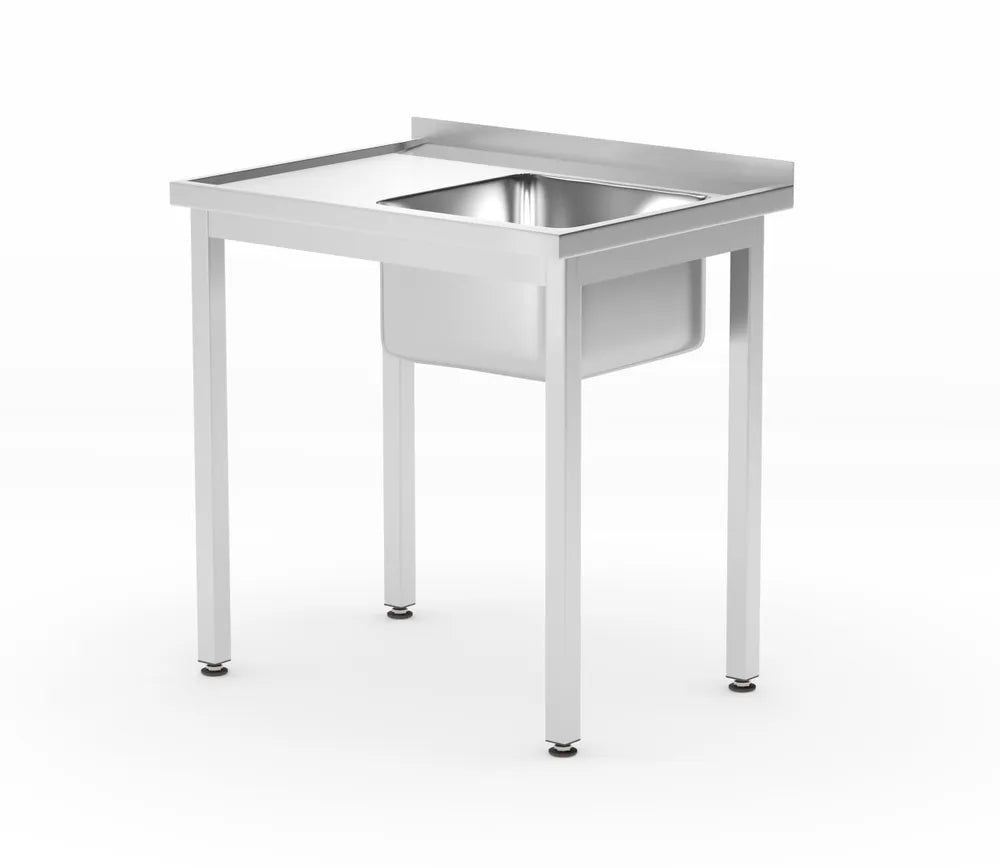 Waschtisch mit Ablage – verschraubt, Tiefe 600 mm, HENDI, Profi Line, Spüle rechts, 1000x600x(H)850mm