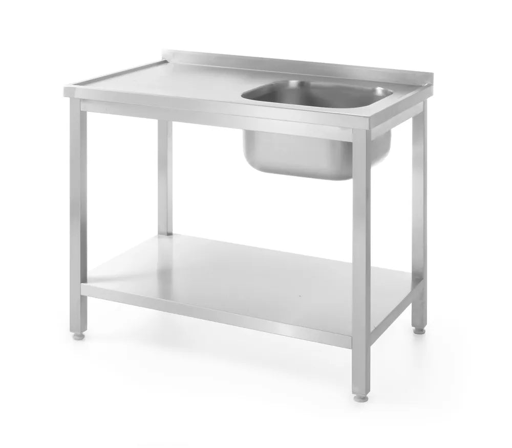 Waschtisch mit Ablage – verschraubt, Tiefe 600 mm, HENDI, Profi Line, Linke Seite, 800x600x(H)850mm