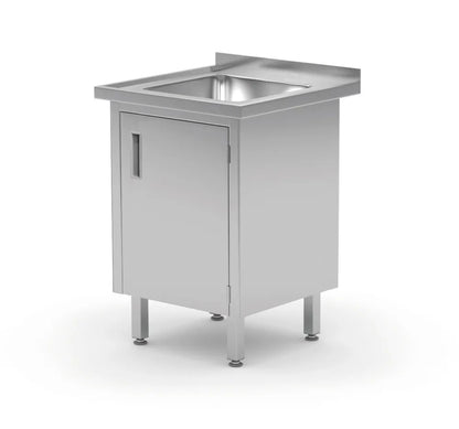 Waschtisch, verschweißt, mit Schrank- und Scharniertüren, HENDI, Profi Line, 600x700x(H)850mm