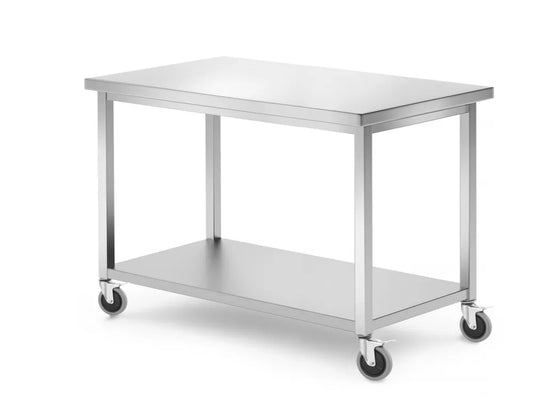 Mobiler Tisch, mit Ablage – verschraubt, HENDI, Kitchen Line, 1200x600x(H)850mm