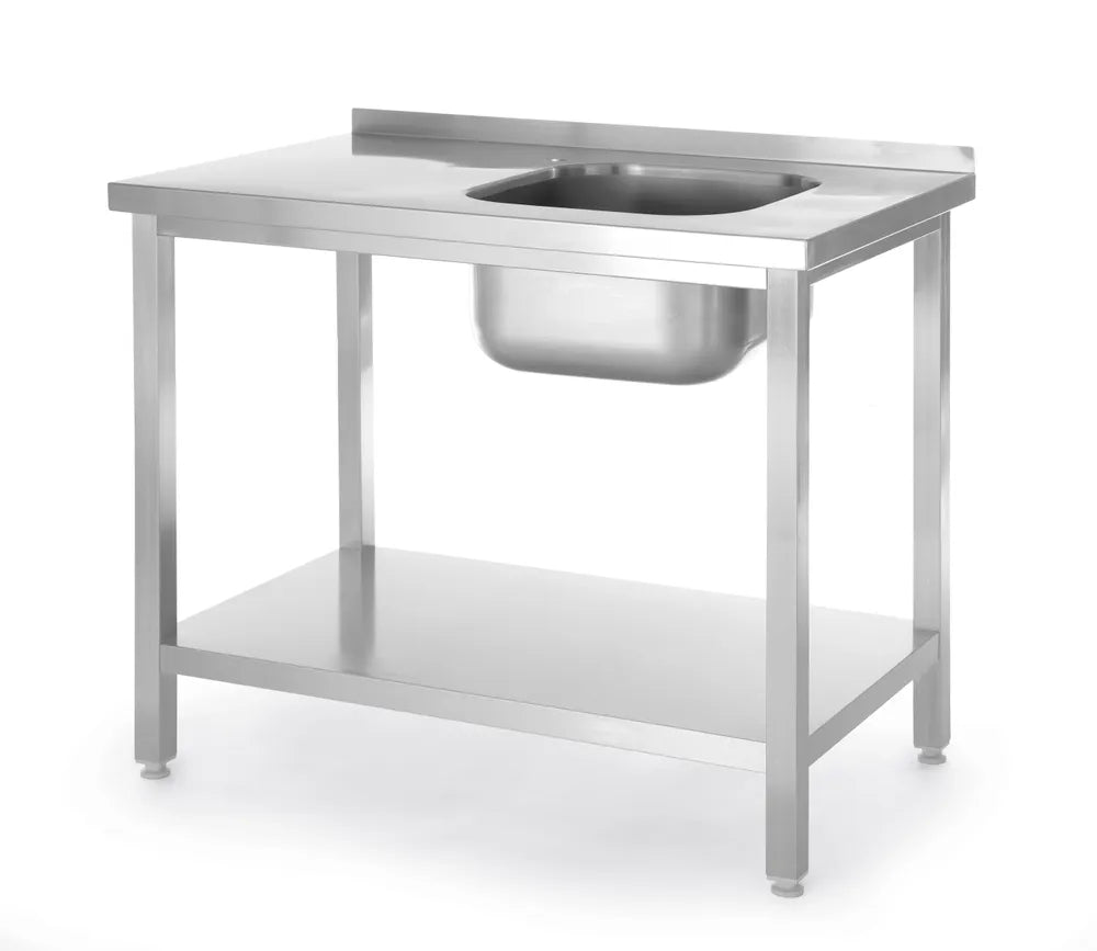 Spültisch mit Ablage, verschraubt, HENDI, Kitchen Line, Waschbecken in der Mitte, 600x600x(H)850mm
