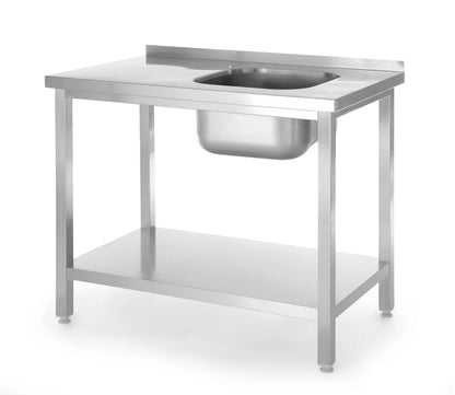 Spültisch mit Ablage, verschraubt, HENDI, Kitchen Line, Waschbecken in der Mitte, 600x600x(H)850mm