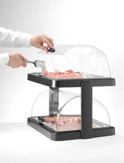 Rolltop Kühldisplay Duo UNIQ, HENDI, designed by Robert Bronwasser, Doppelt, Schwarz, 480x355x(H)480mm, Rechteckig