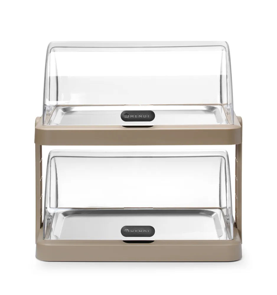 Rolltop Kühldisplay Duo UNIQ, HENDI, designed by Robert Bronwasser, Doppelt, Beige, 480x355x(H)480mm, Rechteckig
