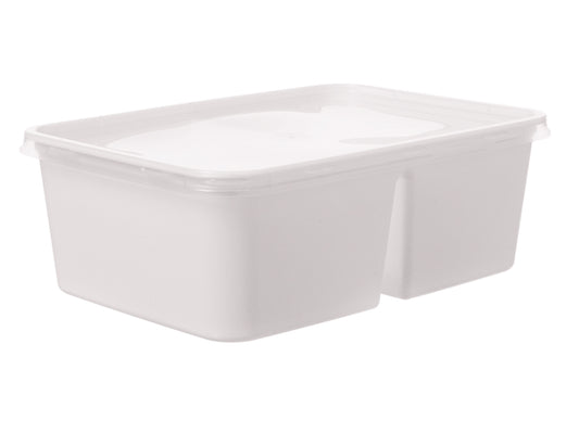 Menüschalen PP 2-geteilt 750ml mit Deckel 175x119x60mm - 500 Stück