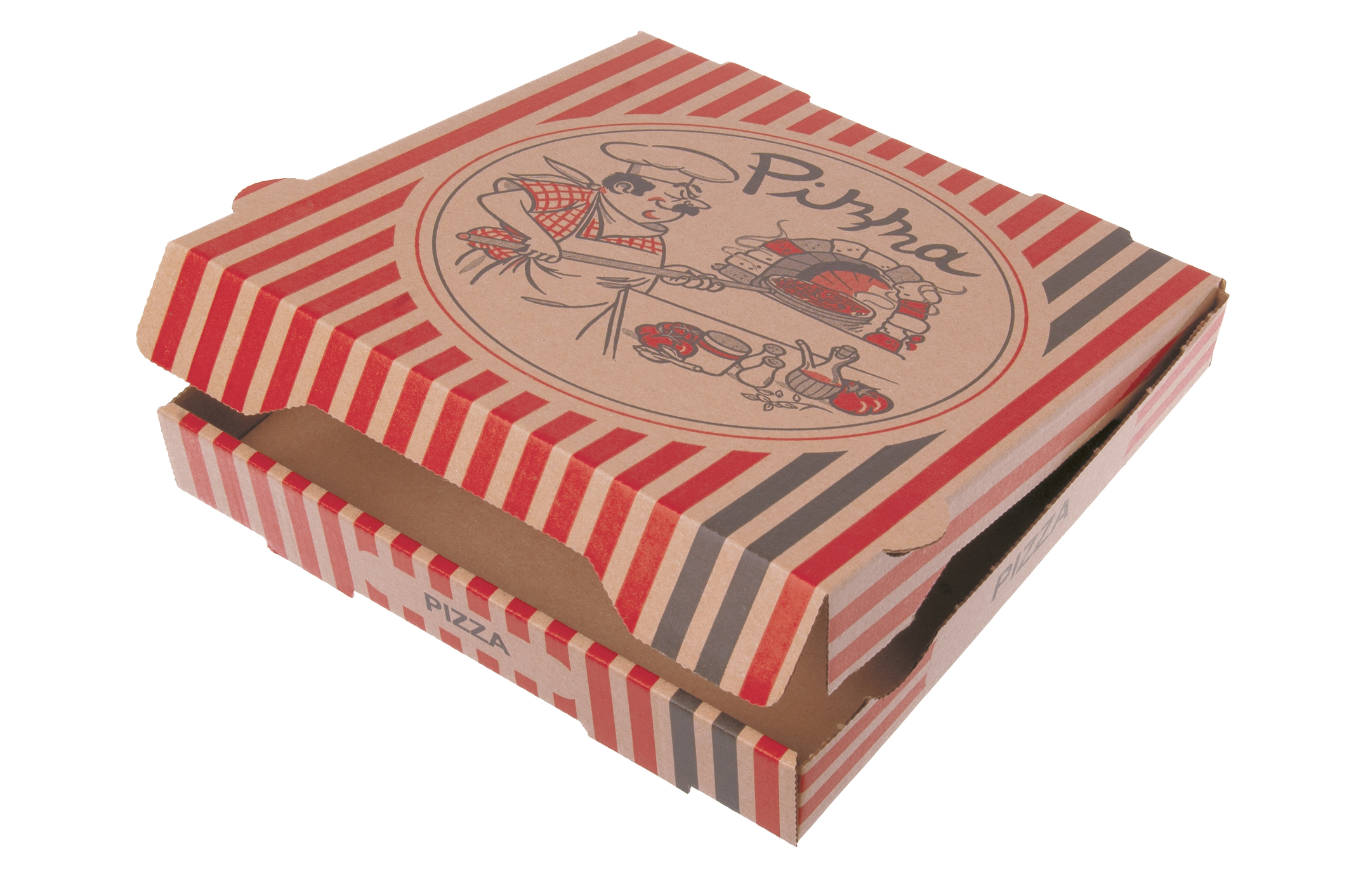 PIZZAKARTON BRAUN ROT Pizzakarton 31x31x4 Braun NYC - 100 Stück