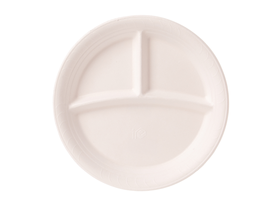 Shopbild Einweg Teller 3-geteilt Holzfaser 22cm - 500 Stück