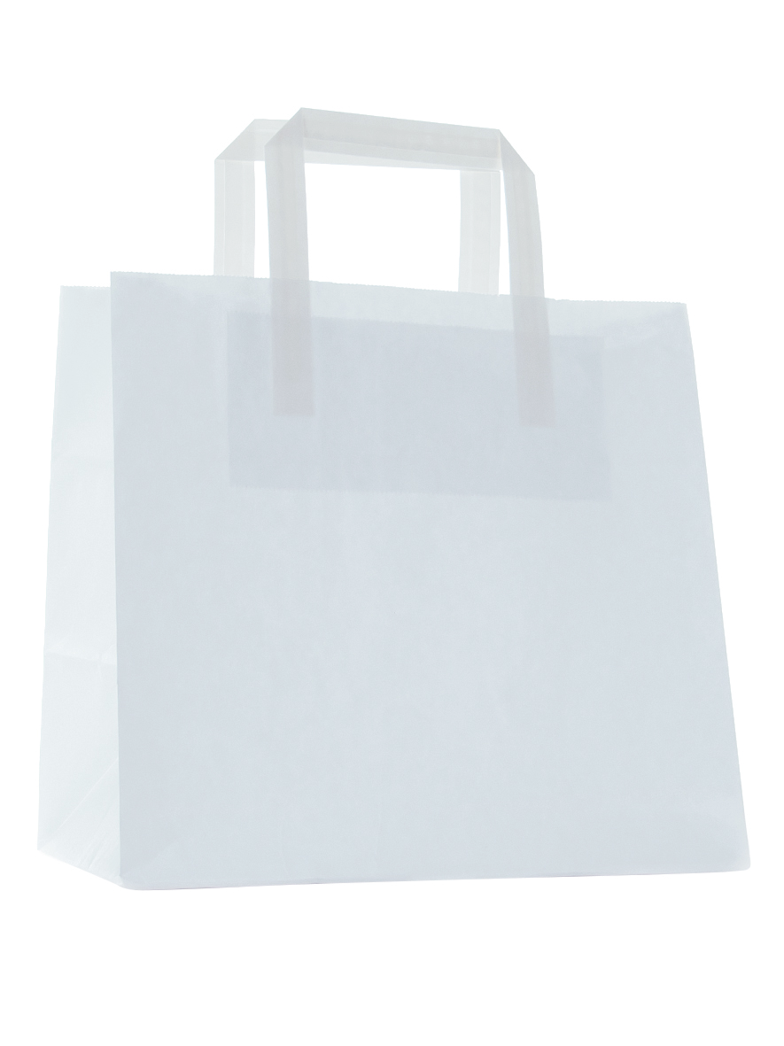 KRAFT PAPIER TASCHE TRAGETASCHE WEISS ECO NACHHALTIG Papiertasche Tragetasche weiß 32+22x25cm - 250 Stück