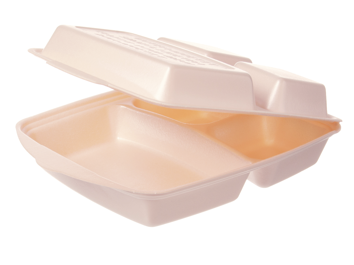Dinnerbox XPS 1637 3-geteilt beige 280x220x75mm - 200 Stück