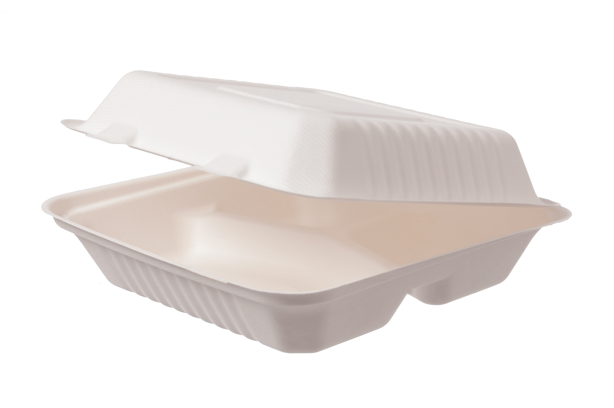 Shopbild Menübox groß 3-geteilt Holzfaser 228x230x80 cm - 200 Stück