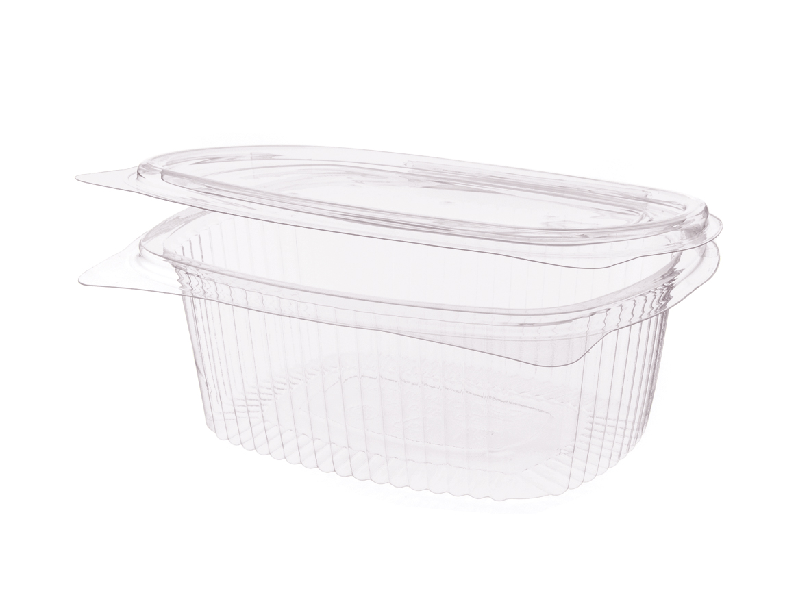 EINWEG SALATSCHALE RPET Salat Klappboxen oval B04 750ml 172x144x62mm - 400 Stück