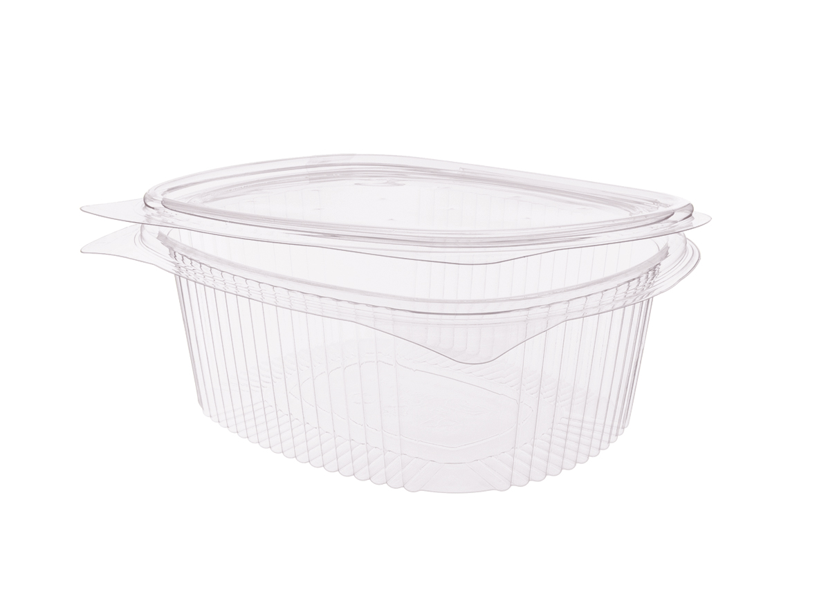 EINWEG SALATSCHALE RPET Salat Klappboxen oval B05 1000ml 184x158x68mm - 300 Stück