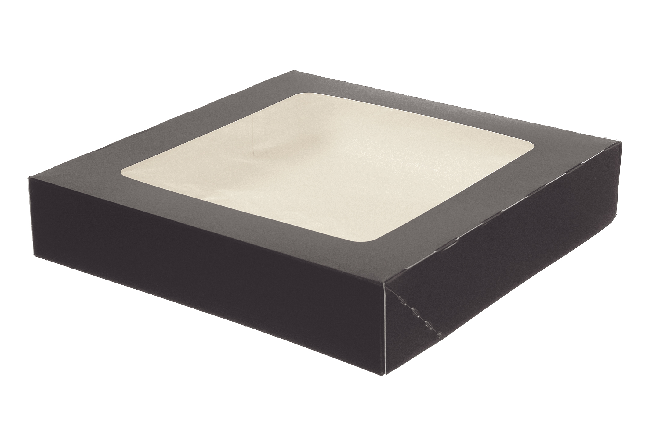 SUSHIBOX SNACKBOX SICHTFENSTER SCHWARZ PAPPE ECO NACHHALTIG Sushibox Pappe Sichtfenster Schwarz 250x250x50mm - 195 Stück